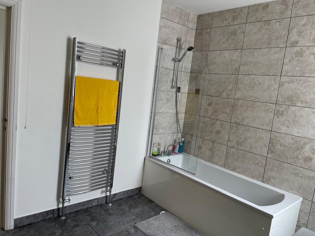 Modern bathroom with bath and shower