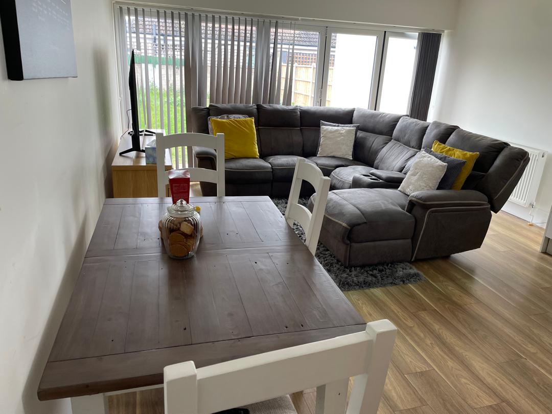 Open-plan living and dining area